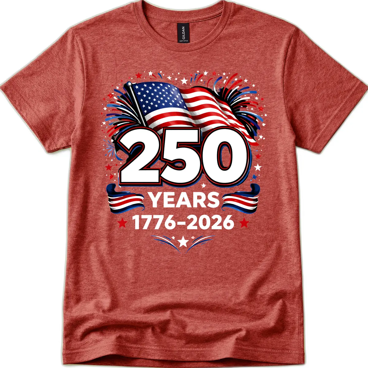 America's 250th Anniversary Celebration Design T-Shirt in Heather Cardinal