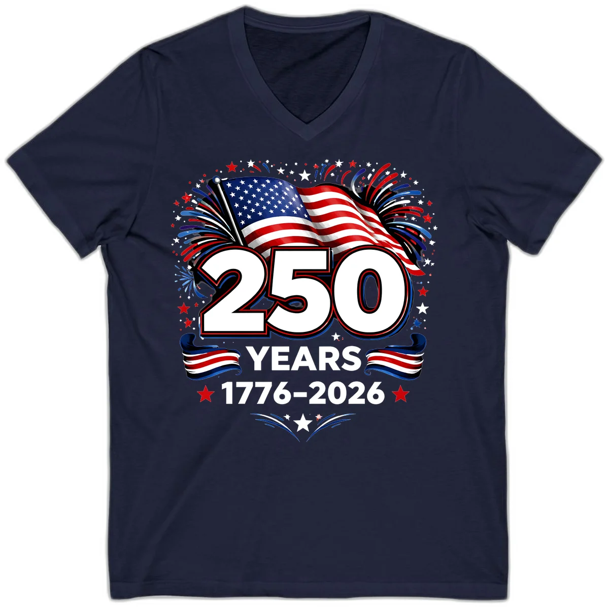 America's 250th Anniversary Celebration Design V-Neck in Navy