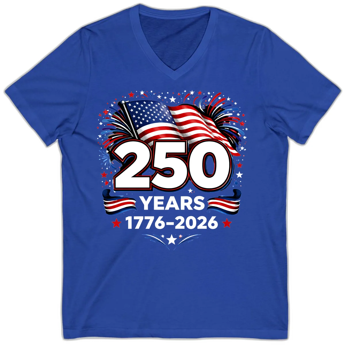 America's 250th Anniversary Celebration Design V-Neck in True Royal