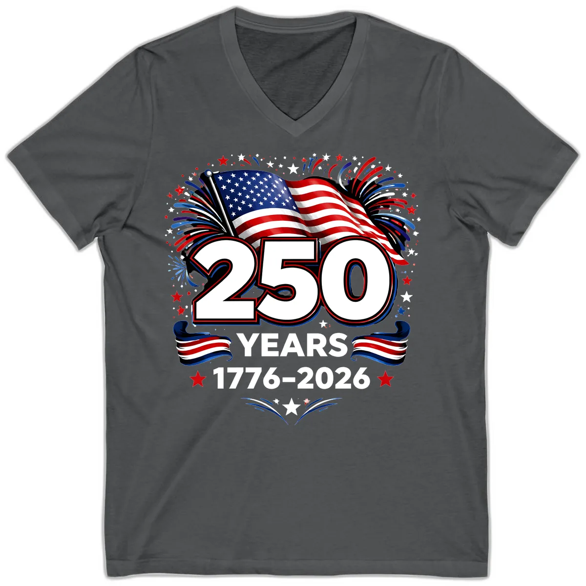 America's 250th Anniversary Celebration Design V-Neck in Asphalt