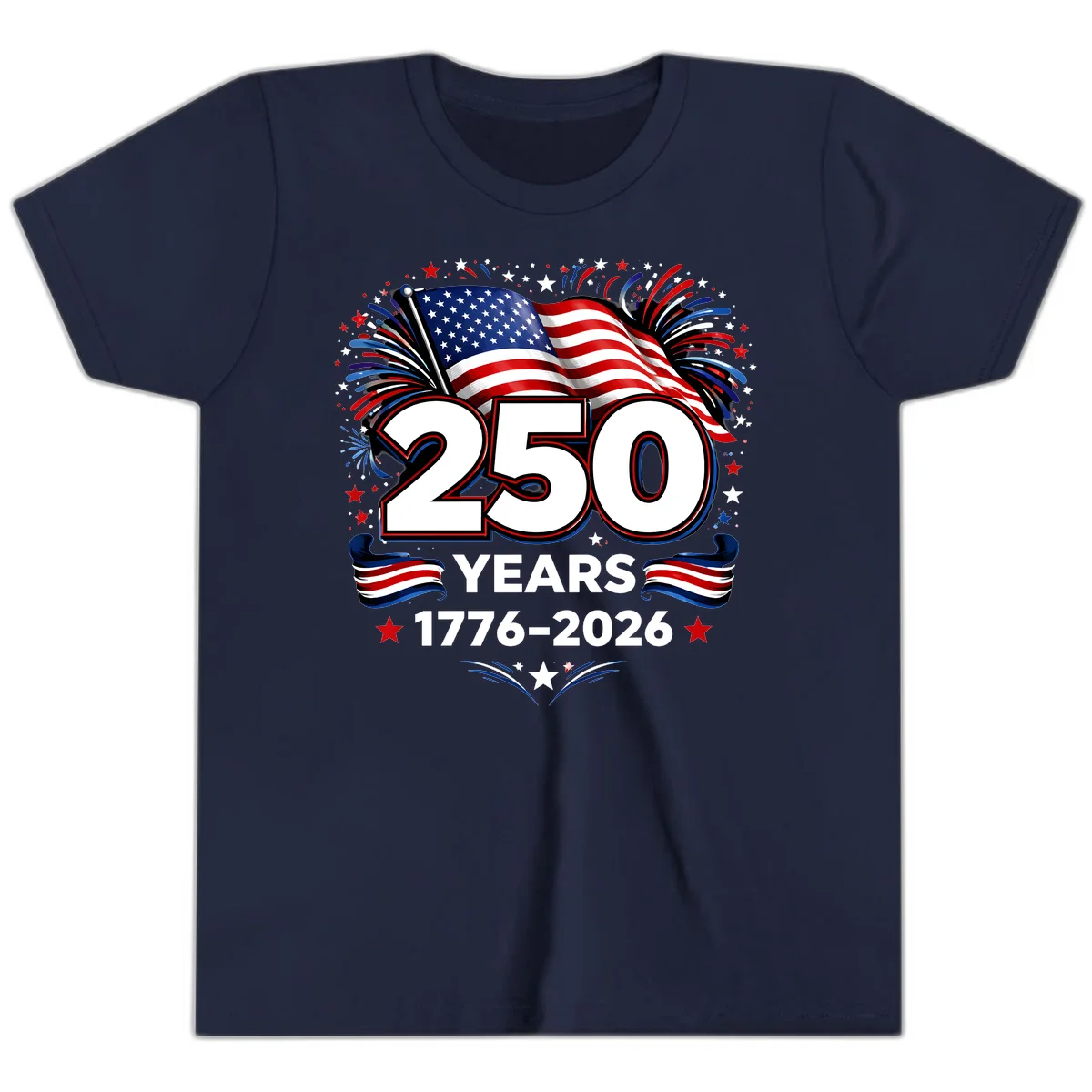 America's 250th Anniversary Celebration Design Youth T-Shirt in Navy