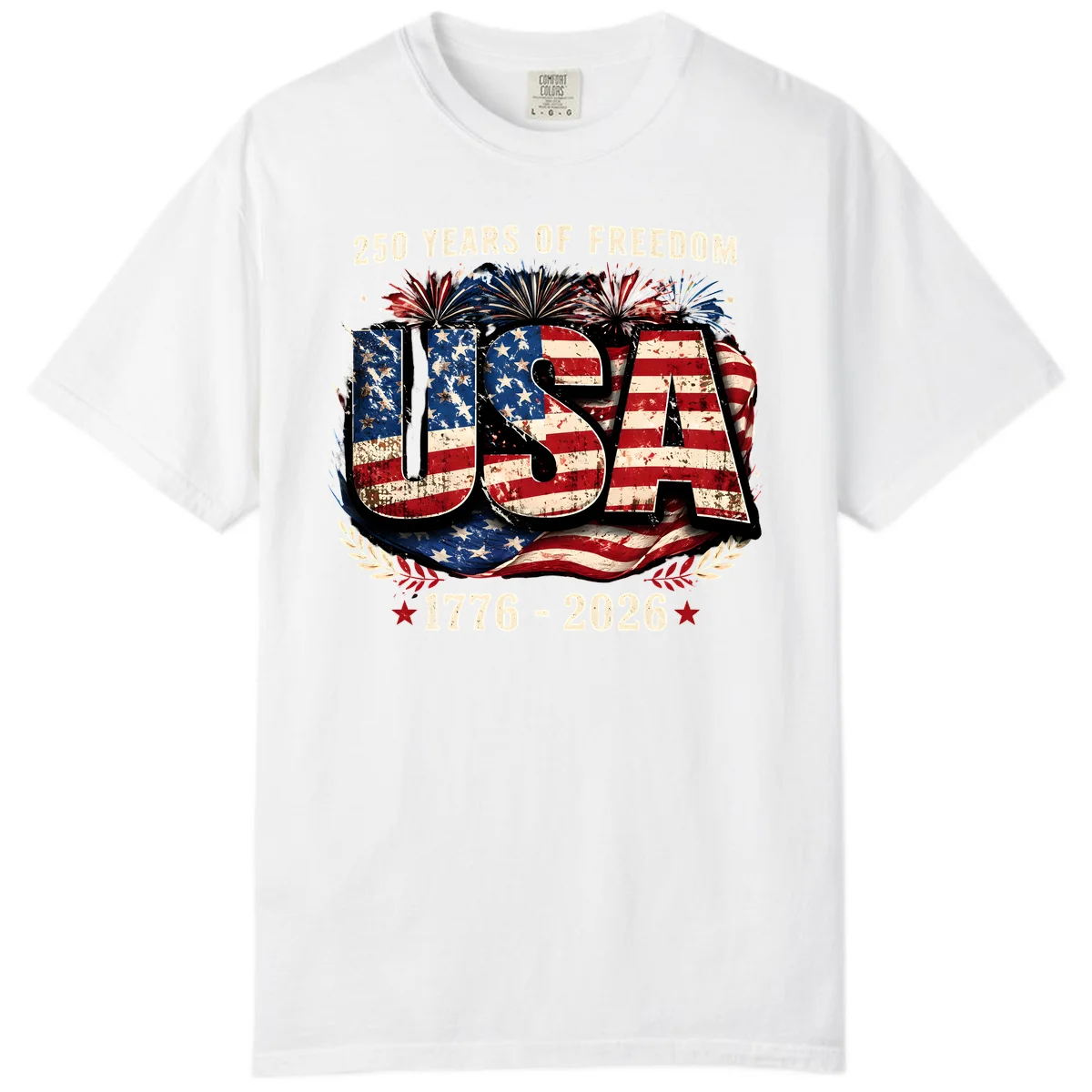 America's 250 Years of Freedom Celebration Comfort Color in White