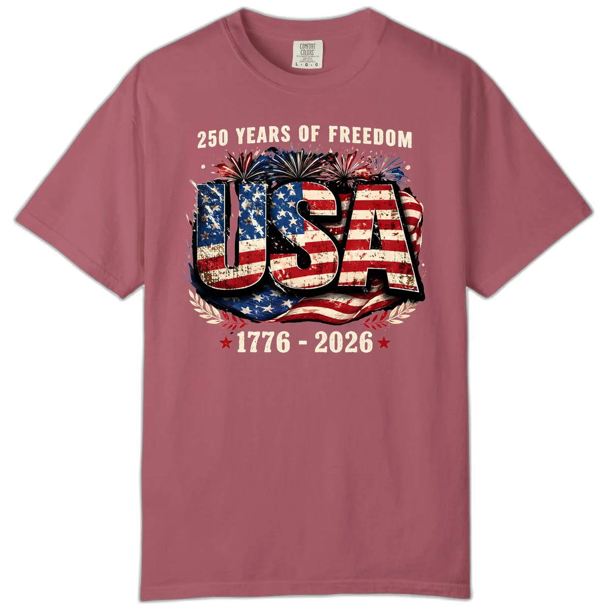 America's 250 Years of Freedom Celebration Comfort Color in Crimson