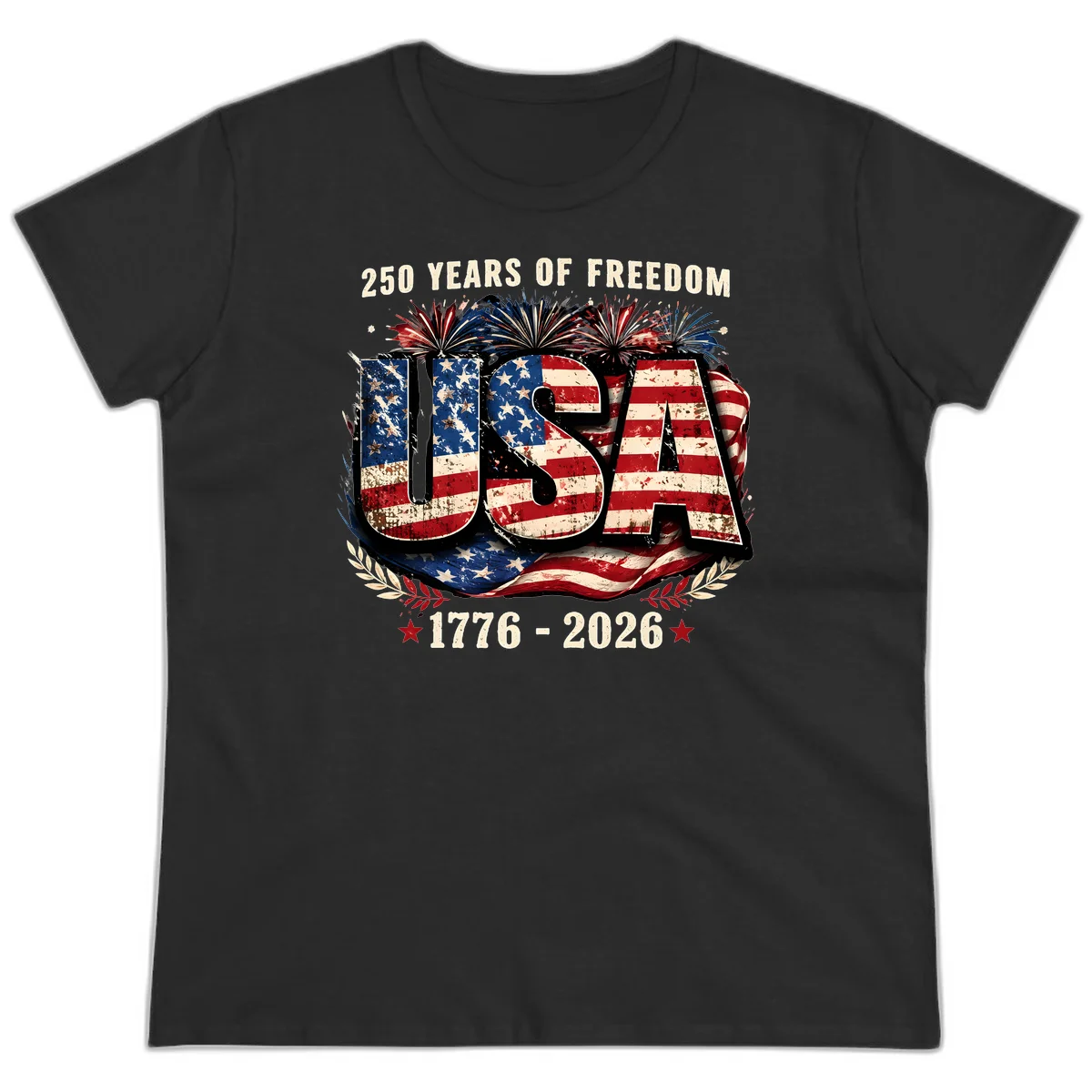 America's 250 Years of Freedom Celebration Ladies Tee in Black