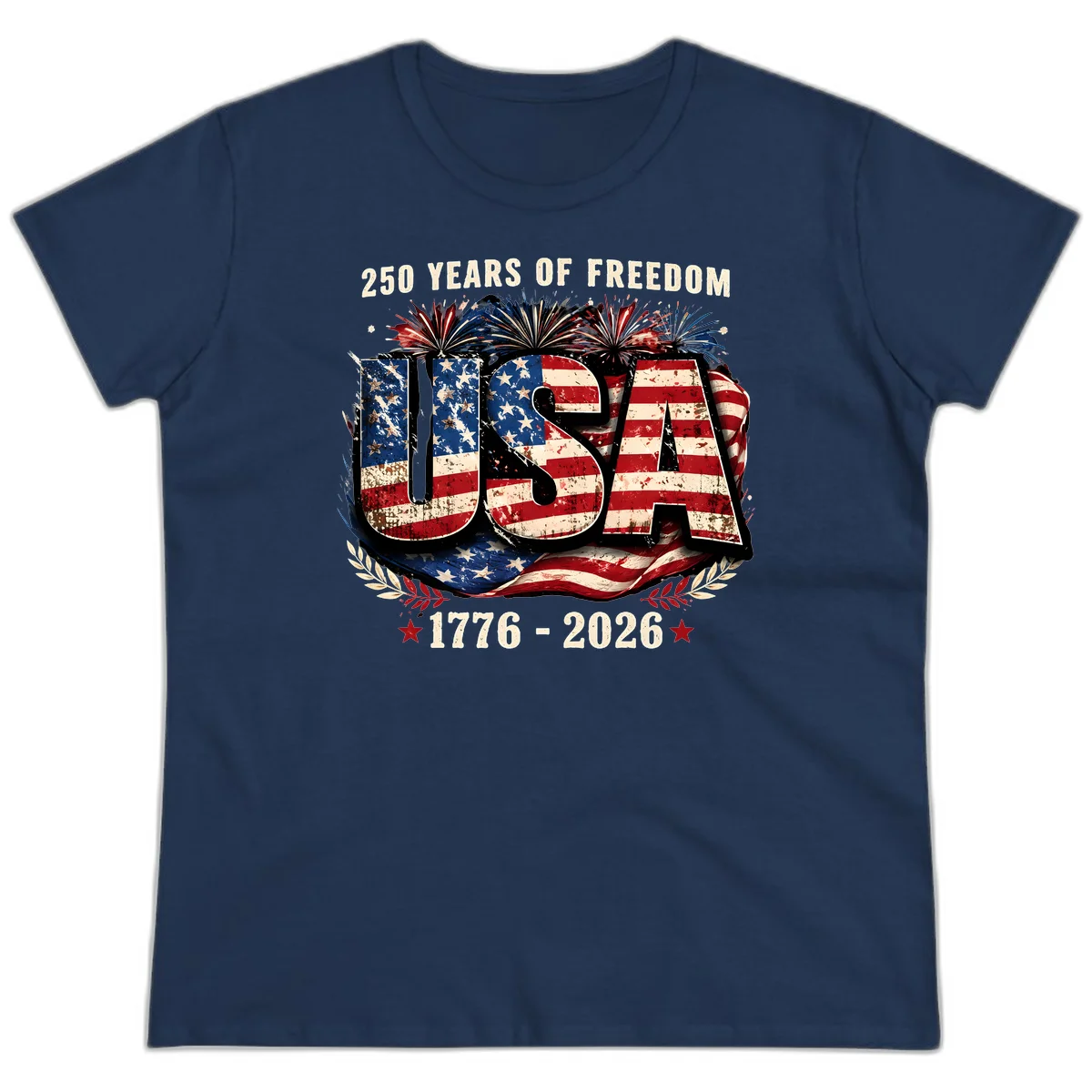 America's 250 Years of Freedom Celebration Ladies Tee in Navy