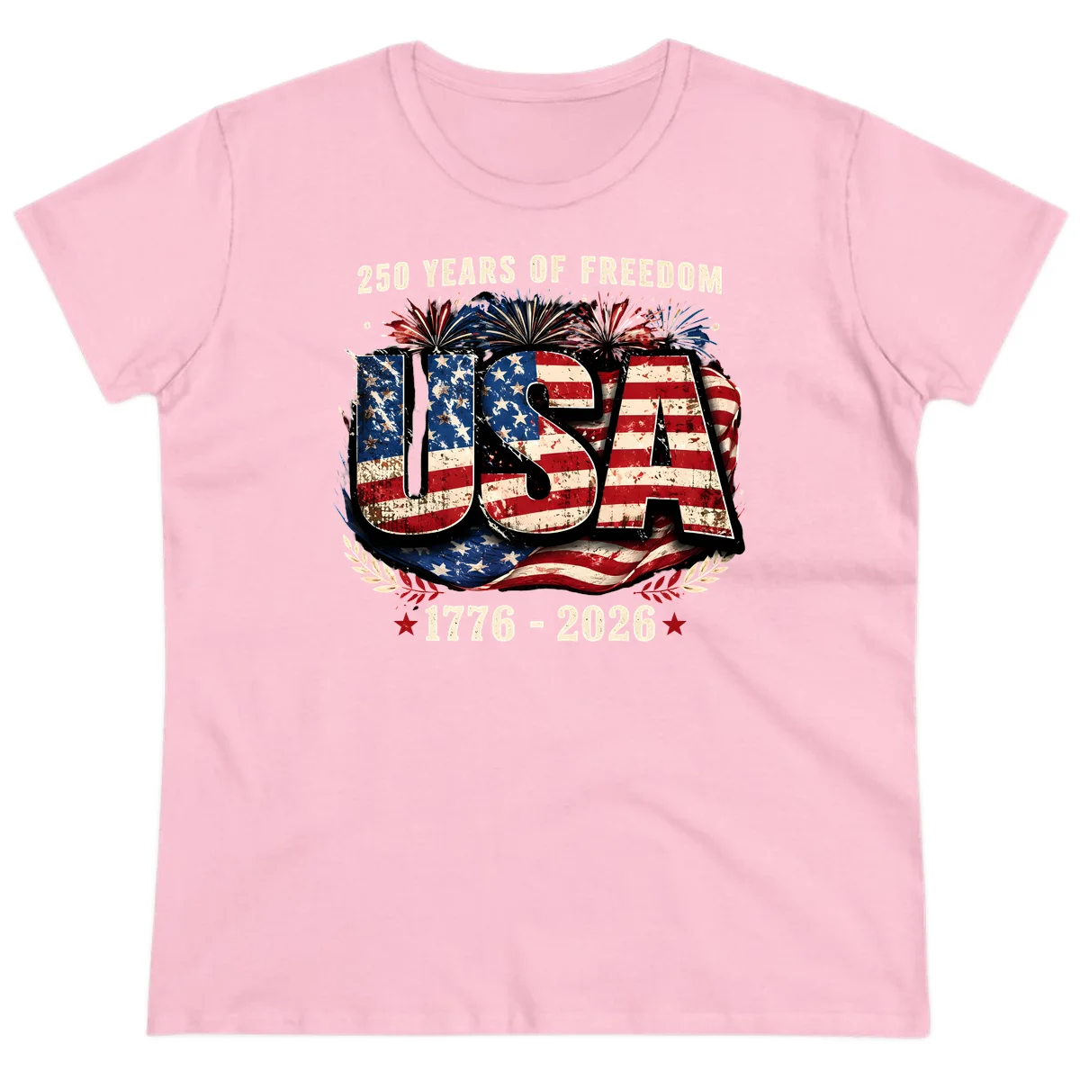 America's 250 Years of Freedom Celebration Ladies Tee in Light Pink