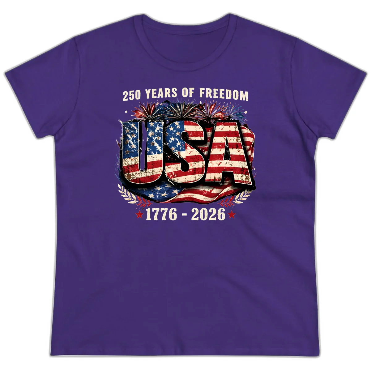 America's 250 Years of Freedom Celebration Ladies Tee in Purple