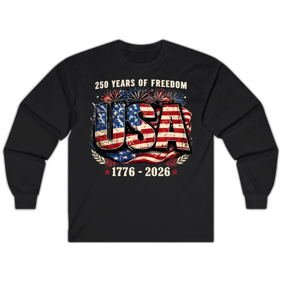 America's 250 Years of Freedom Celebration Long Sleeve in Black