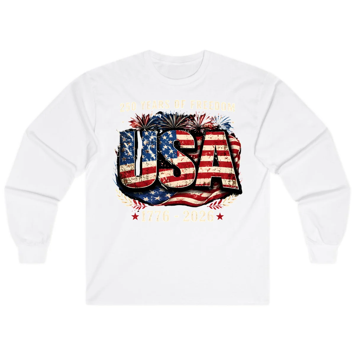 America's 250 Years of Freedom Celebration Long Sleeve in White