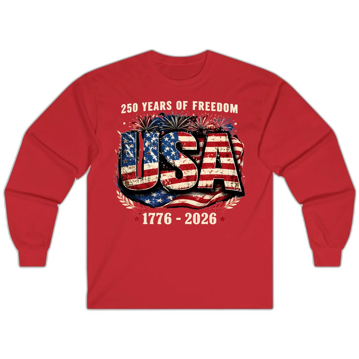 America's 250 Years of Freedom Celebration Long Sleeve in Red