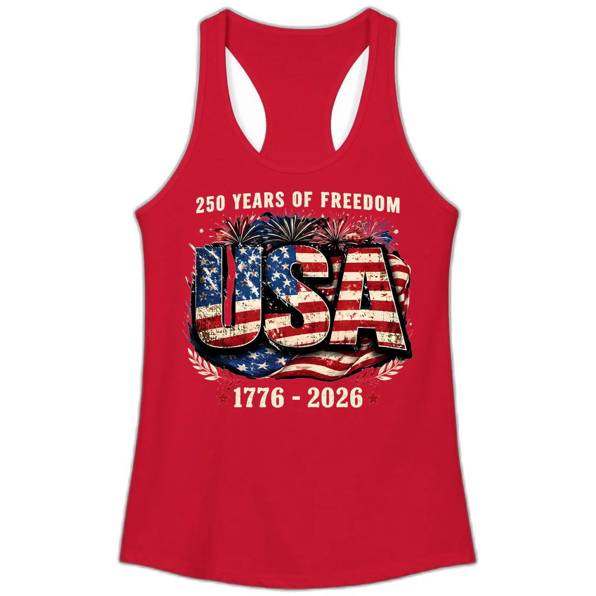 America's 250 Years of Freedom Celebration Ladies Tank in Solid Red