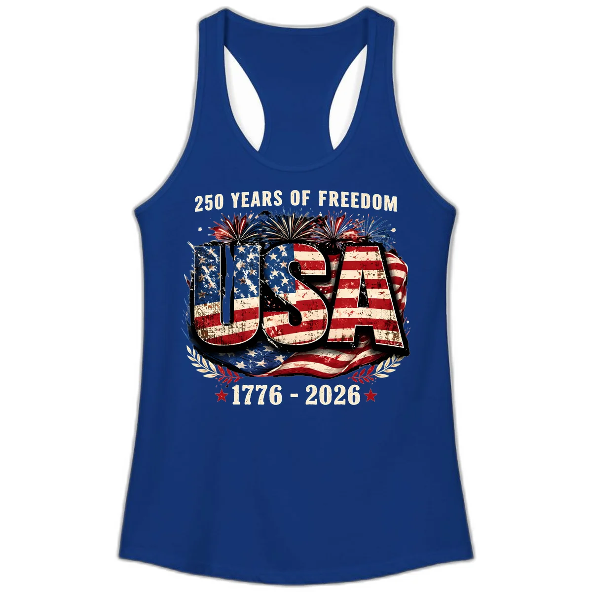 America's 250 Years of Freedom Celebration Ladies Tank in Solid Royal