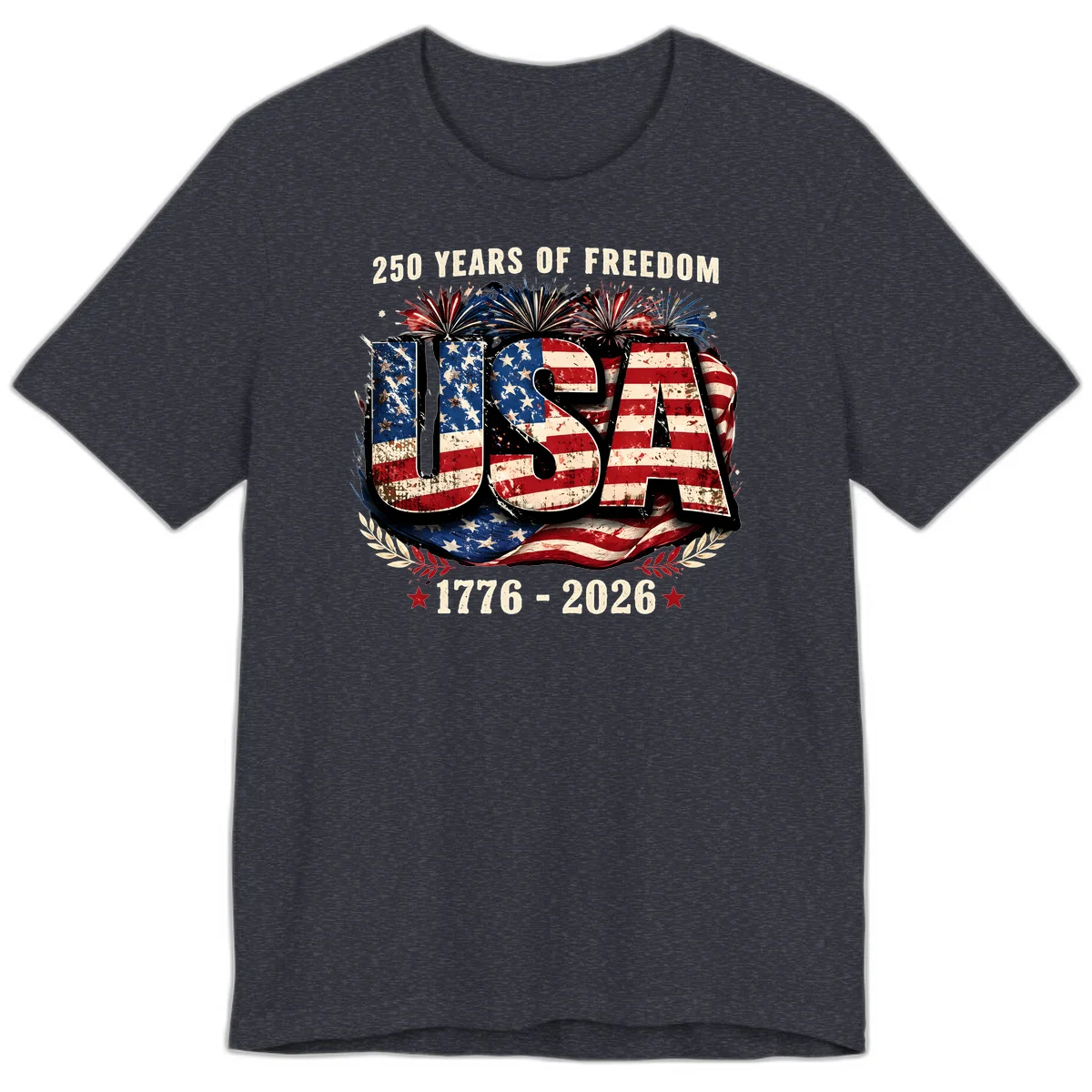 America's 250 Years of Freedom Celebration Premium T-Shirt in Heather Navy