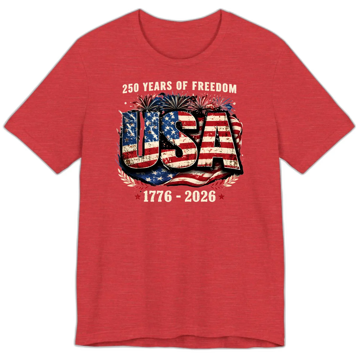 America's 250 Years of Freedom Celebration Premium T-Shirt in Heather Red
