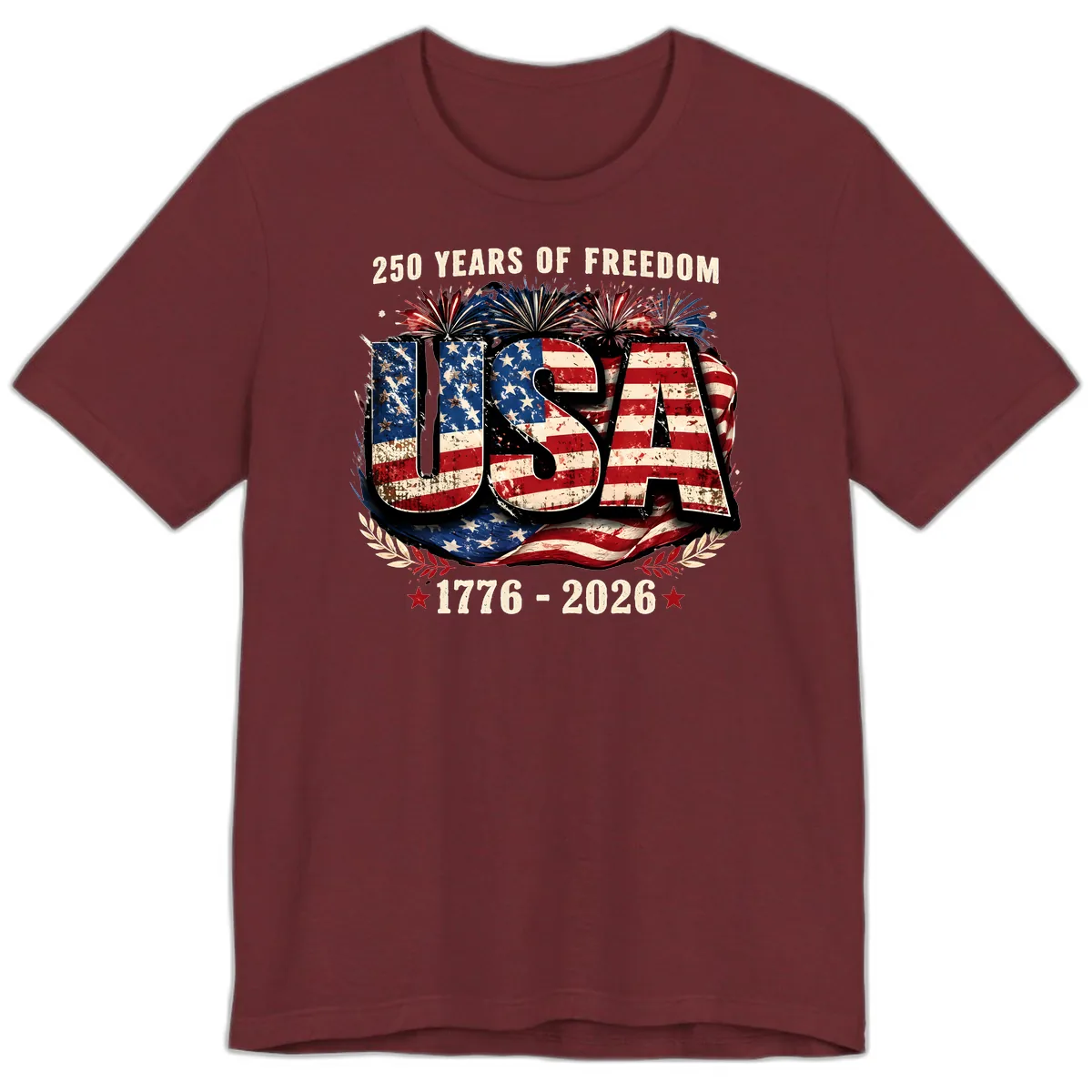 America's 250 Years of Freedom Celebration Premium T-Shirt in Heather Cardinal