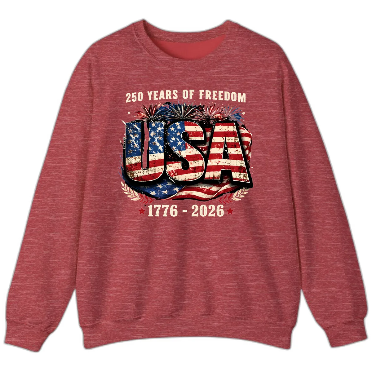 America's 250 Years of Freedom Celebration Sweatshirt in Heather Scarlet Red