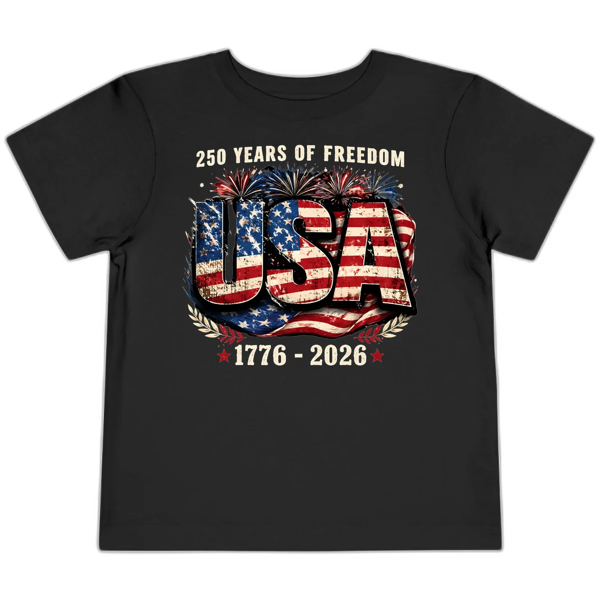 America's 250 Years of Freedom Celebration Toddler T-Shirt in Black