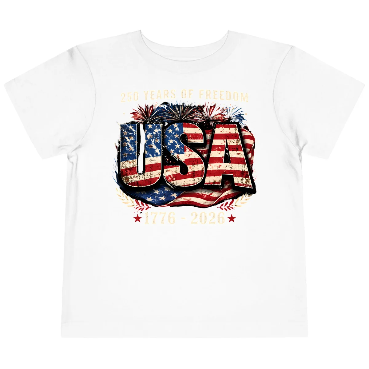 America's 250 Years of Freedom Celebration Toddler T-Shirt in White