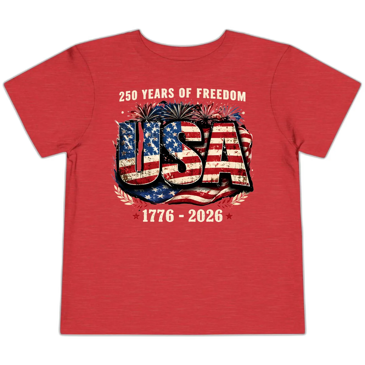 America's 250 Years of Freedom Celebration Toddler T-Shirt in Heather Red