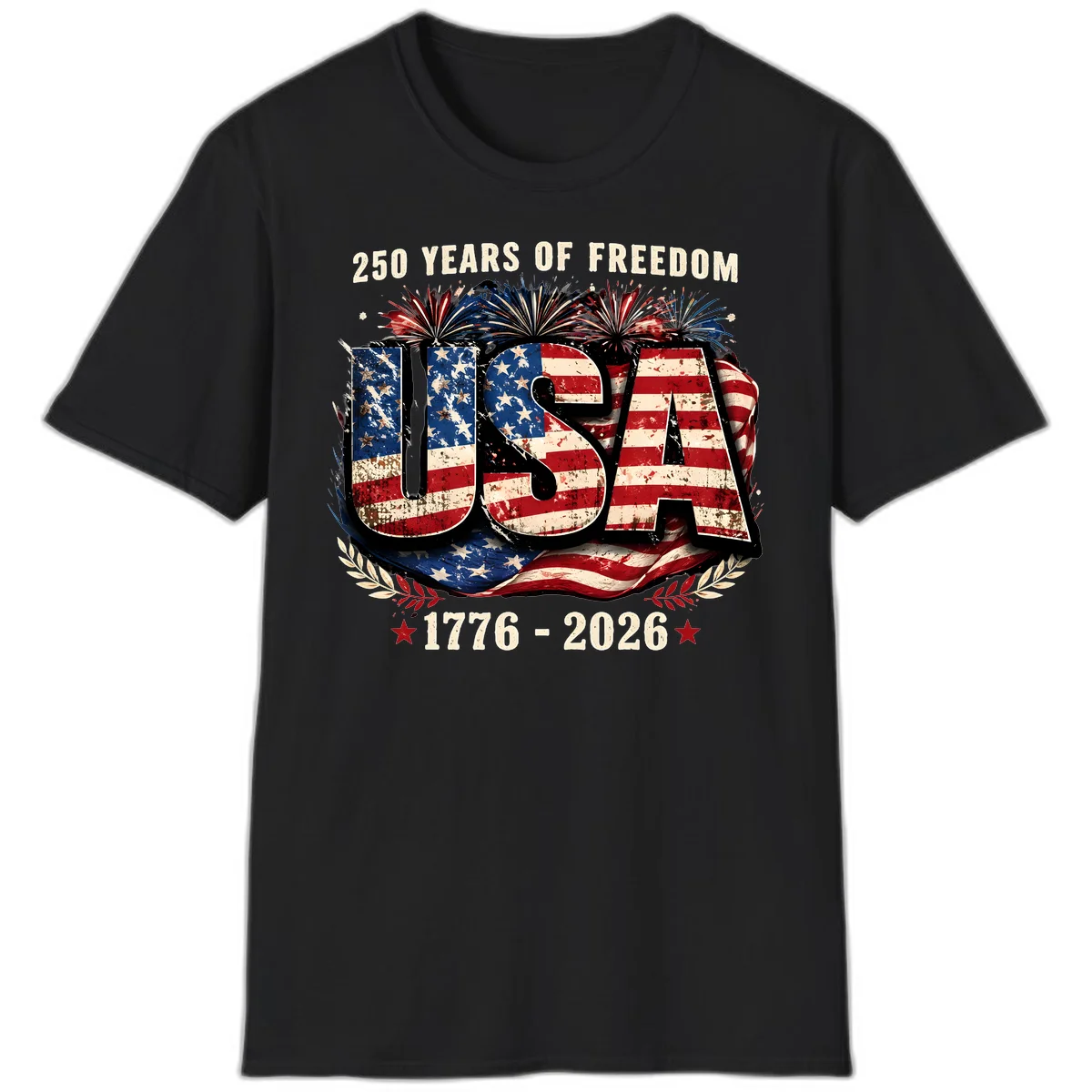 America's 250 Years of Freedom Celebration T-Shirt in Black