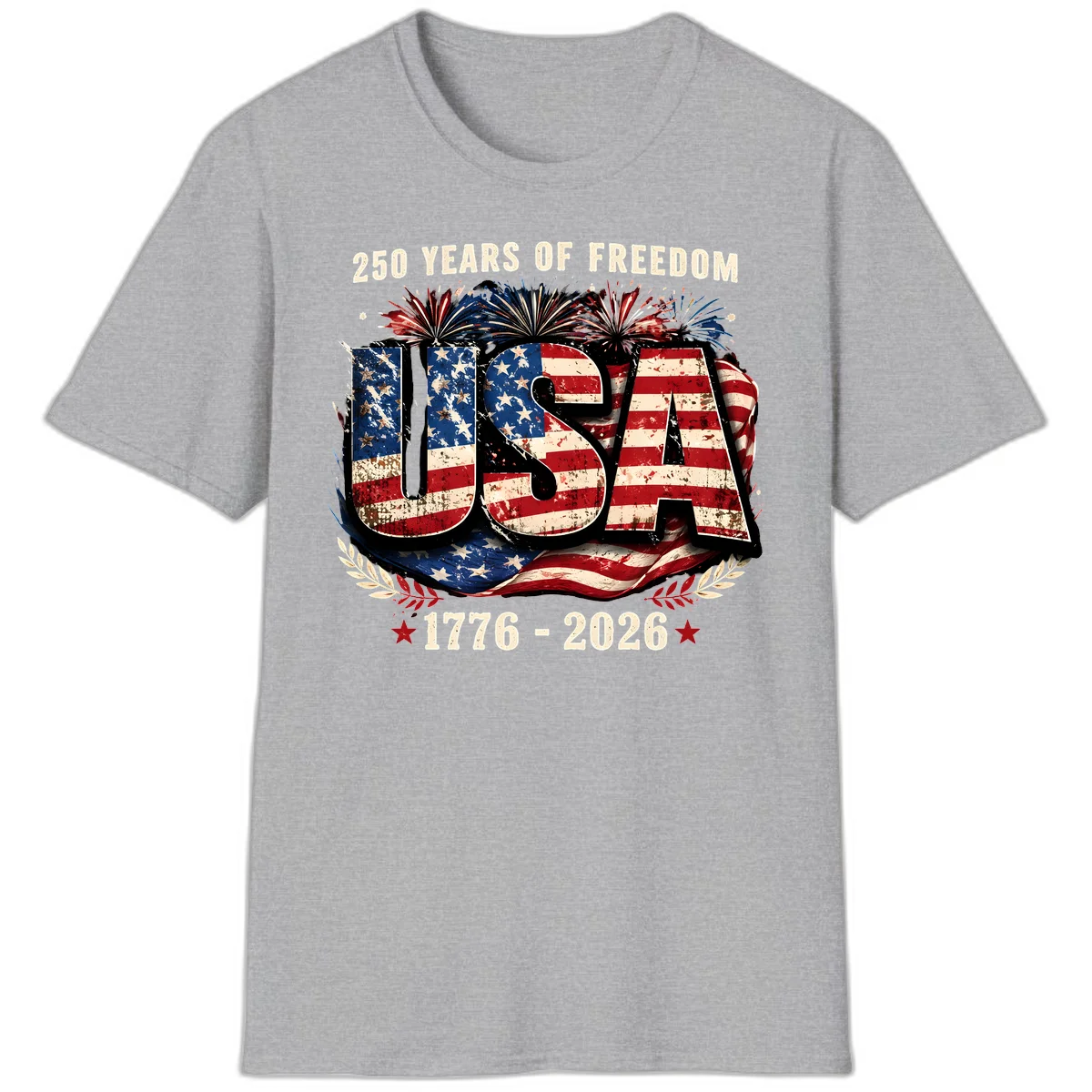 America's 250 Years of Freedom Celebration T-Shirt in Sport Grey