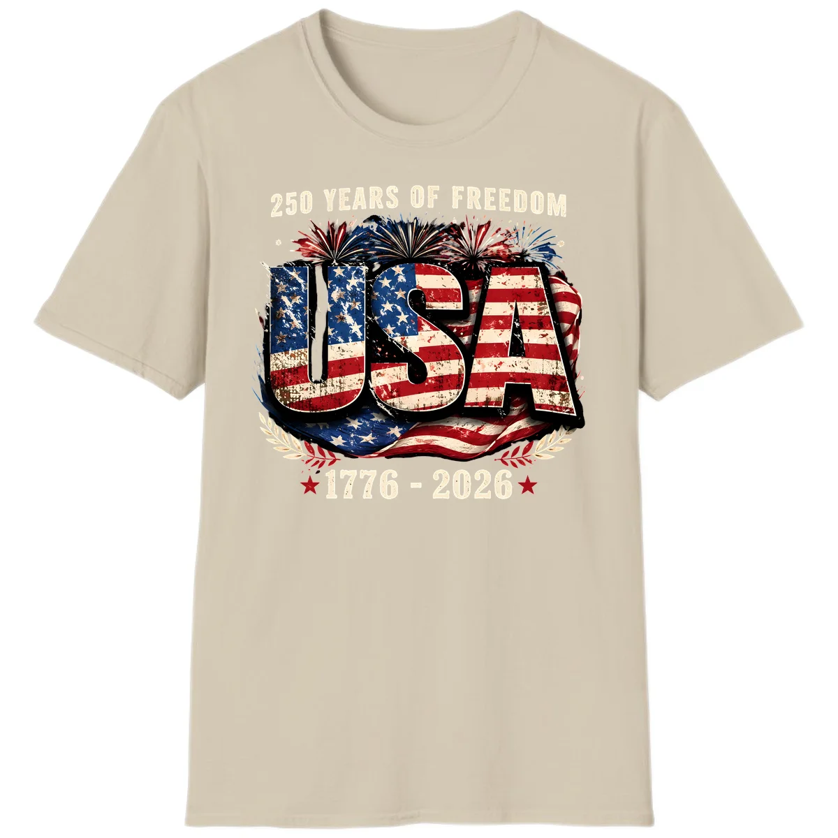 America's 250 Years of Freedom Celebration T-Shirt in Sand