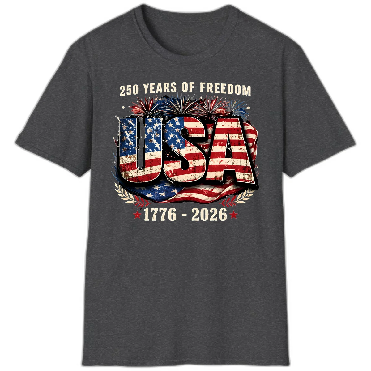 America's 250 Years of Freedom Celebration T-Shirt in Dark Heather