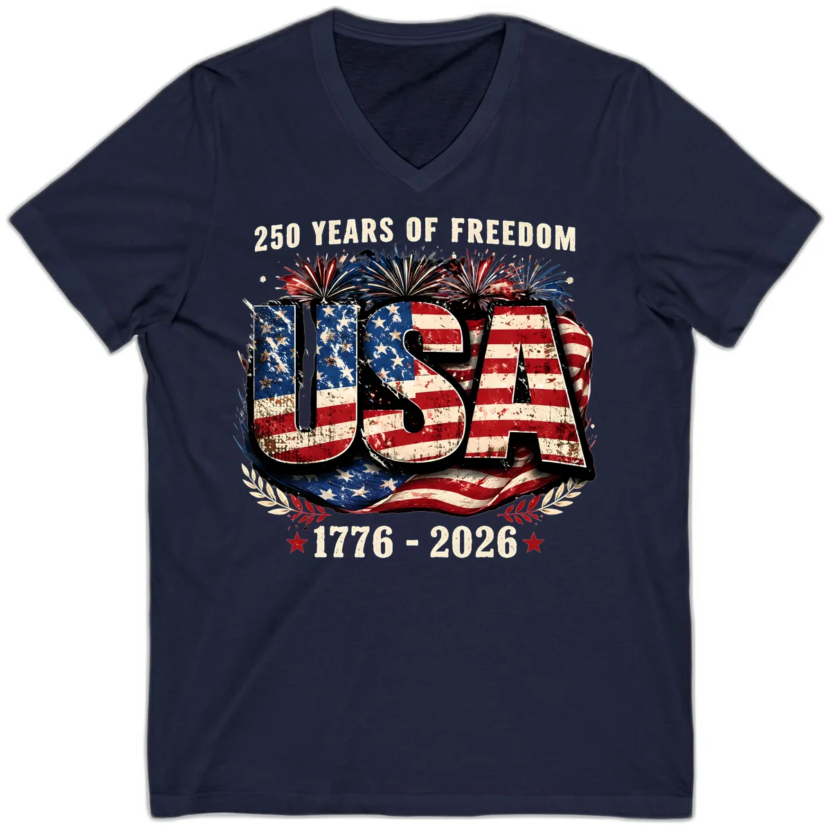 America's 250 Years of Freedom Celebration V-Neck in Navy