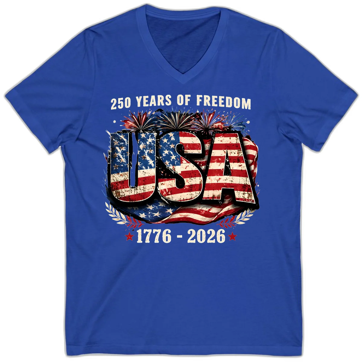 America's 250 Years of Freedom Celebration V-Neck in True Royal