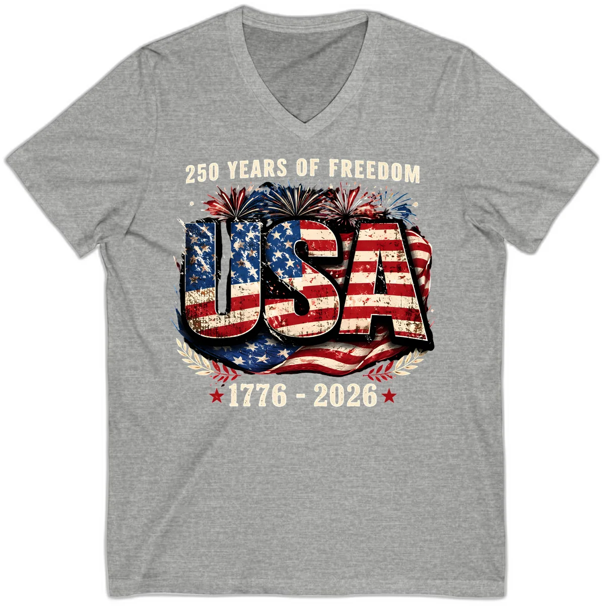 America's 250 Years of Freedom Celebration V-Neck in Athletic Heather
