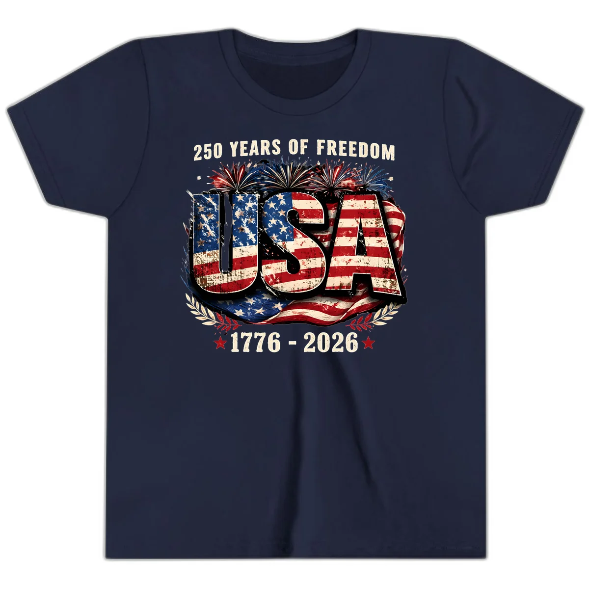 America's 250 Years of Freedom Celebration Youth T-Shirt in Navy