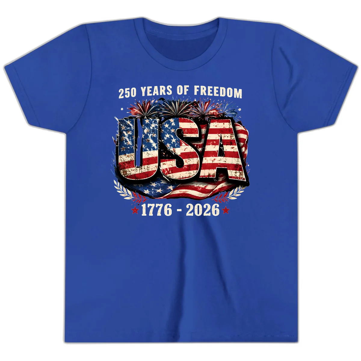 America's 250 Years of Freedom Celebration Youth T-Shirt in True Royal