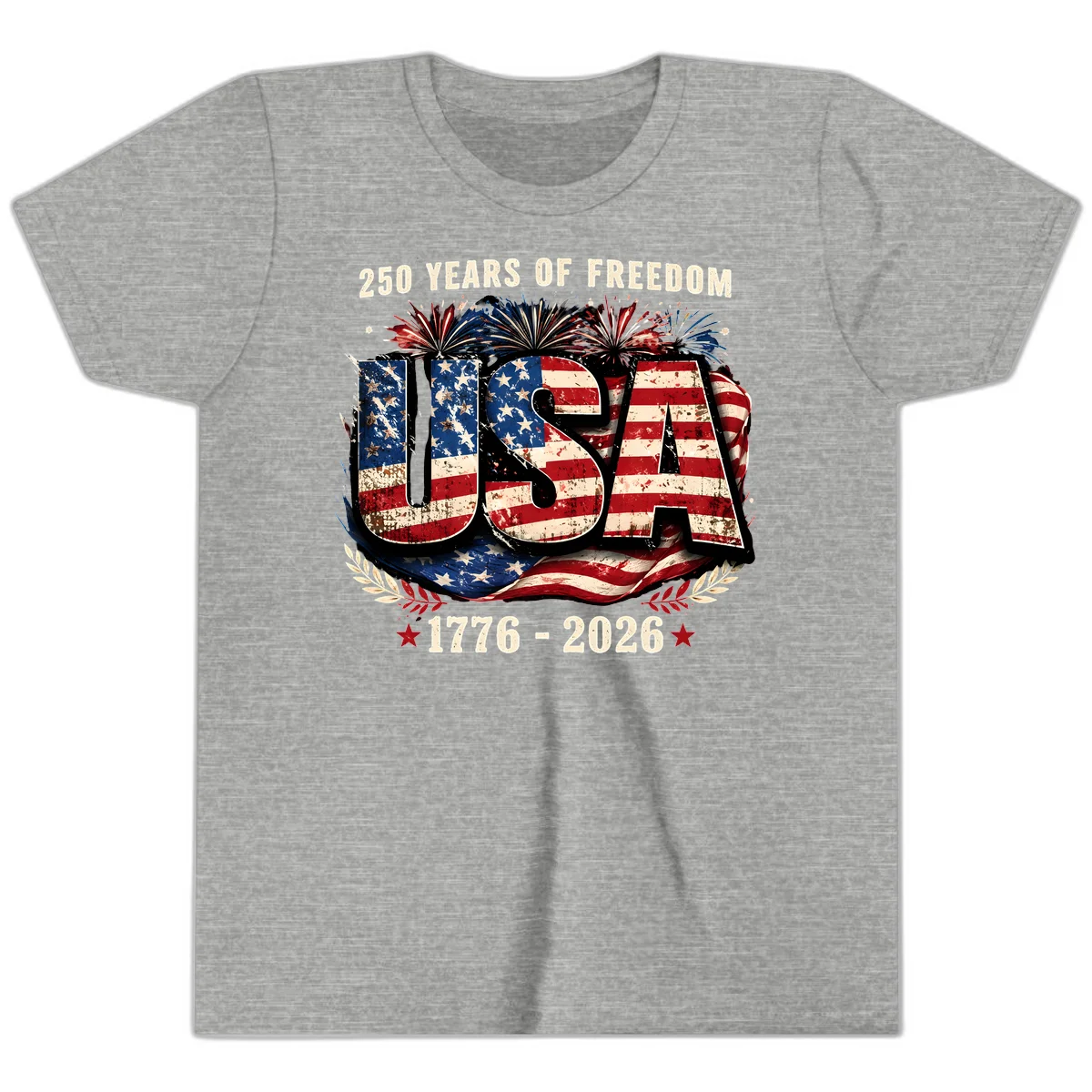 America's 250 Years of Freedom Celebration Youth T-Shirt in Athletic Heather