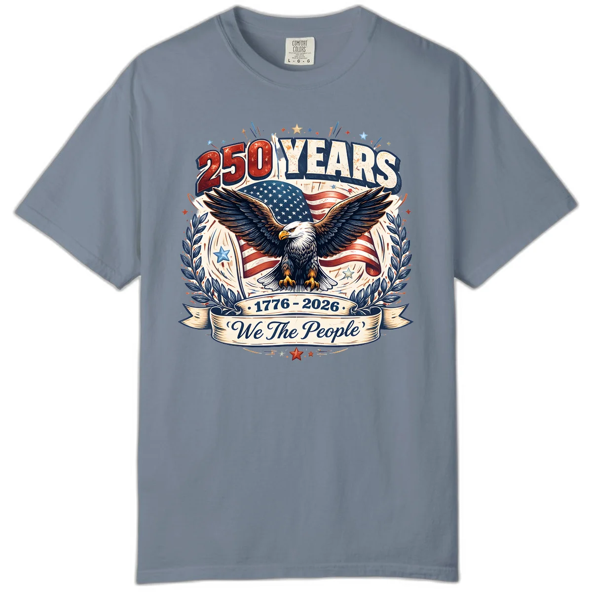 America 250 Years We The People Celebration Comfort Color in Blue Jean