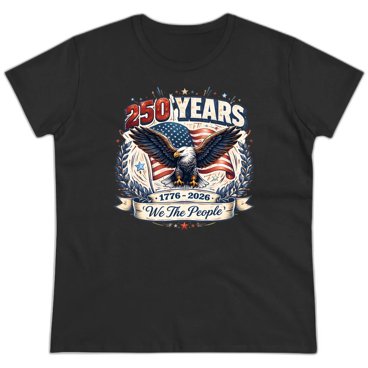 America 250 Years We The People Celebration Ladies Tee in Black