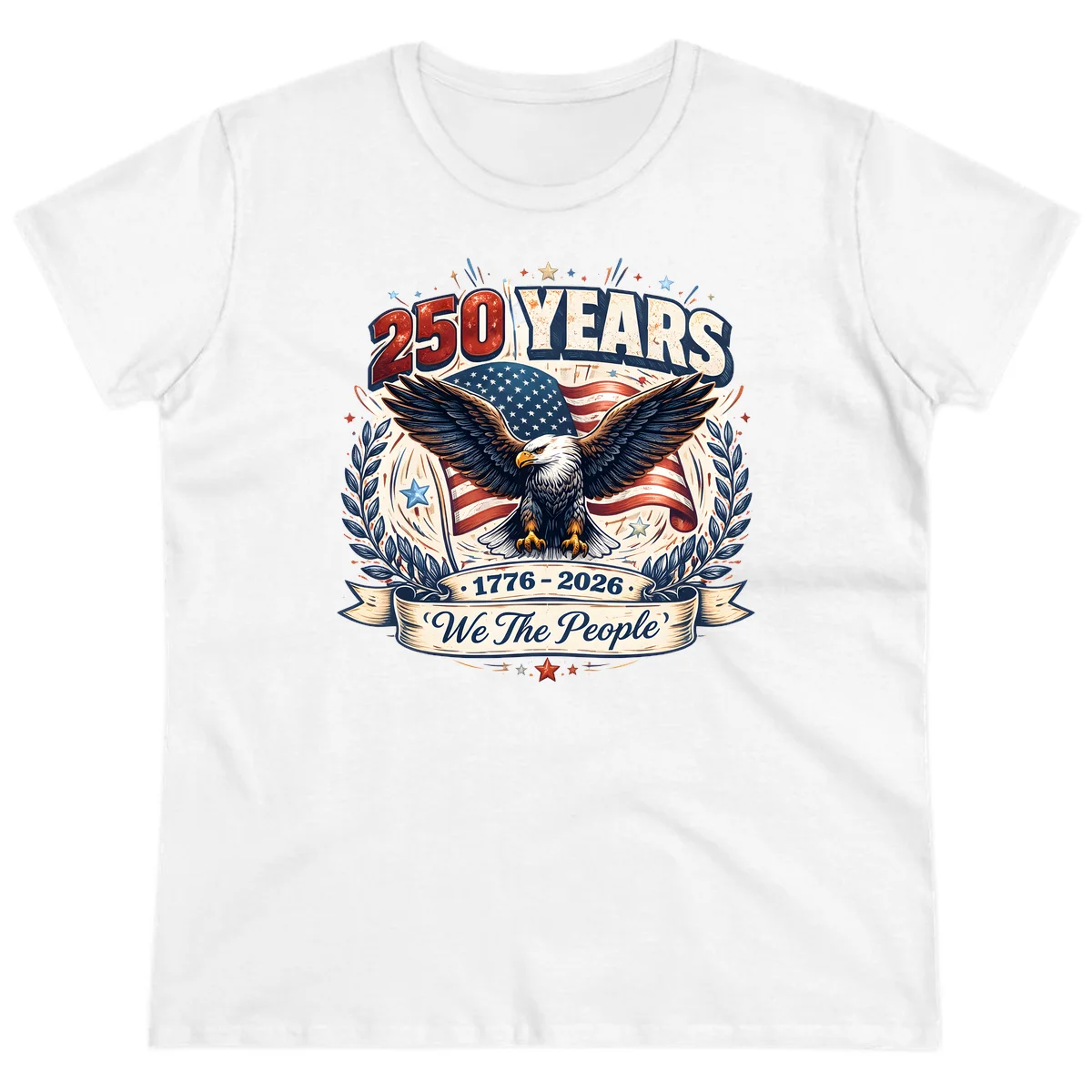 America 250 Years We The People Celebration Ladies Tee in White