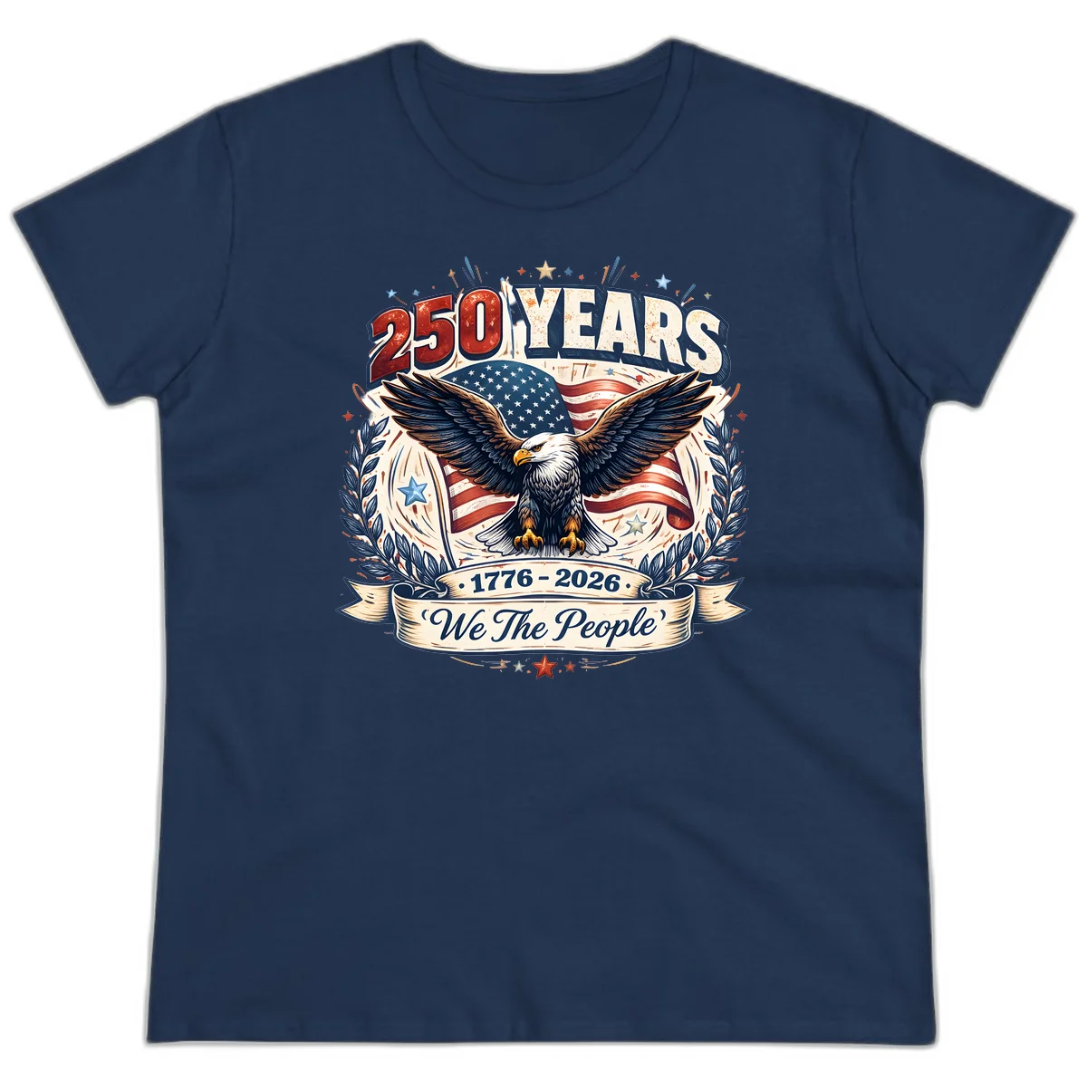 America 250 Years We The People Celebration Ladies Tee in Navy