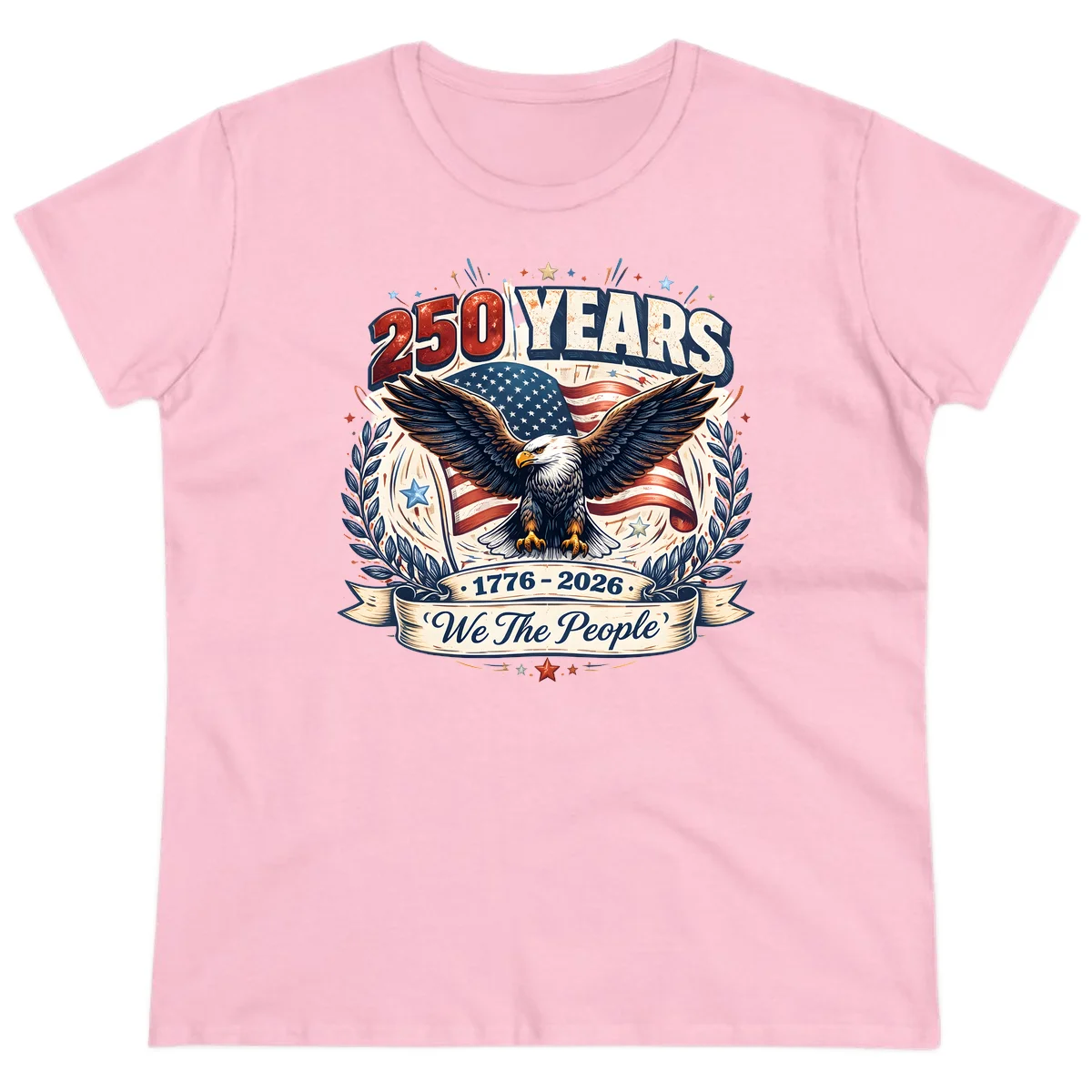 America 250 Years We The People Celebration Ladies Tee in Light Pink