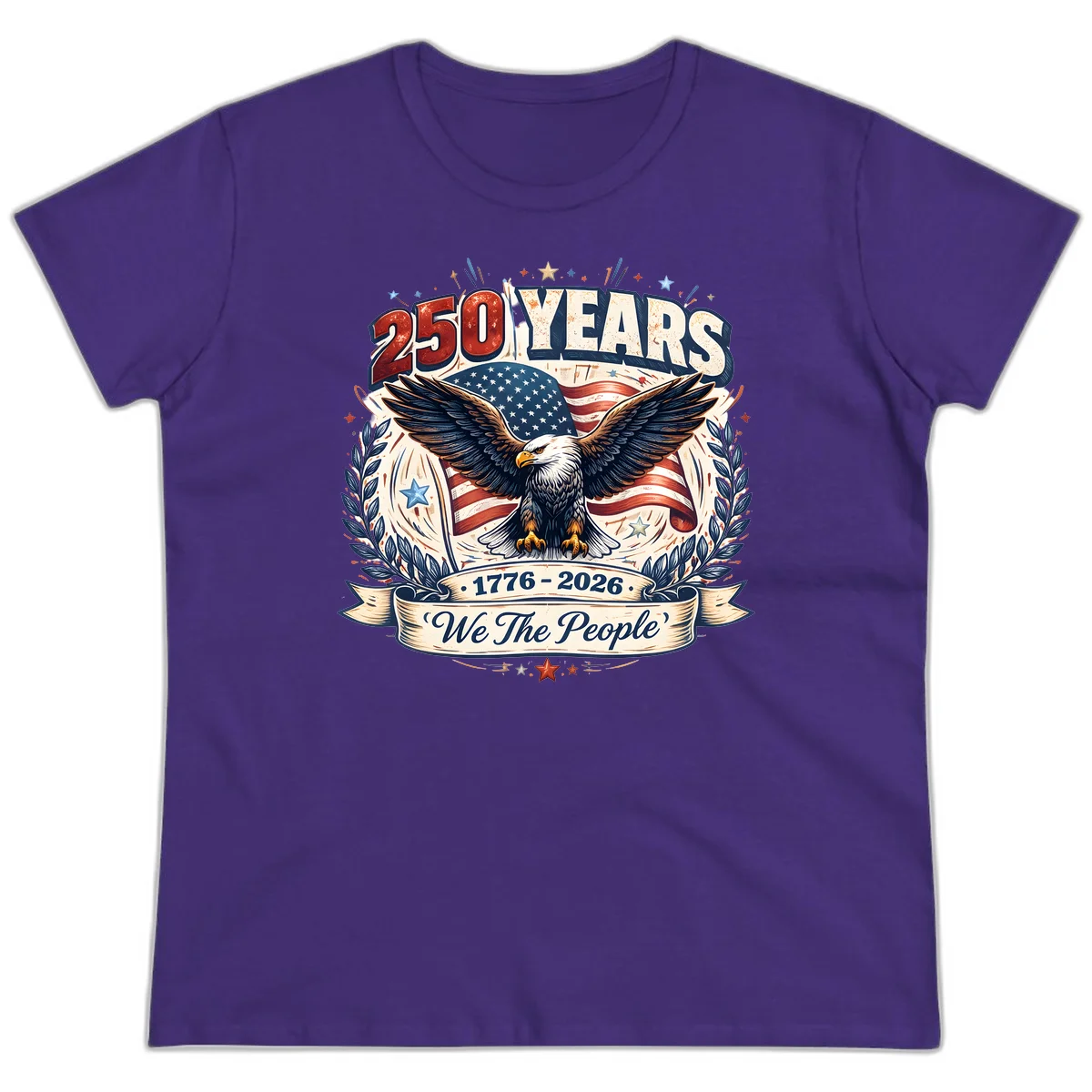 America 250 Years We The People Celebration Ladies Tee in Purple