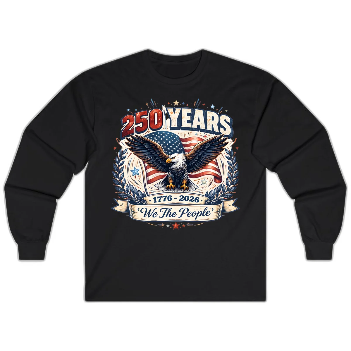 America 250 Years We The People Celebration Long Sleeve in Black