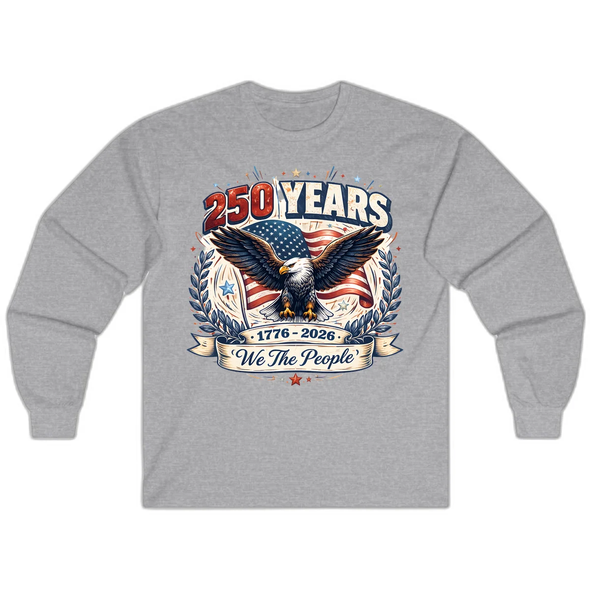 America 250 Years We The People Celebration Long Sleeve in Sport Grey