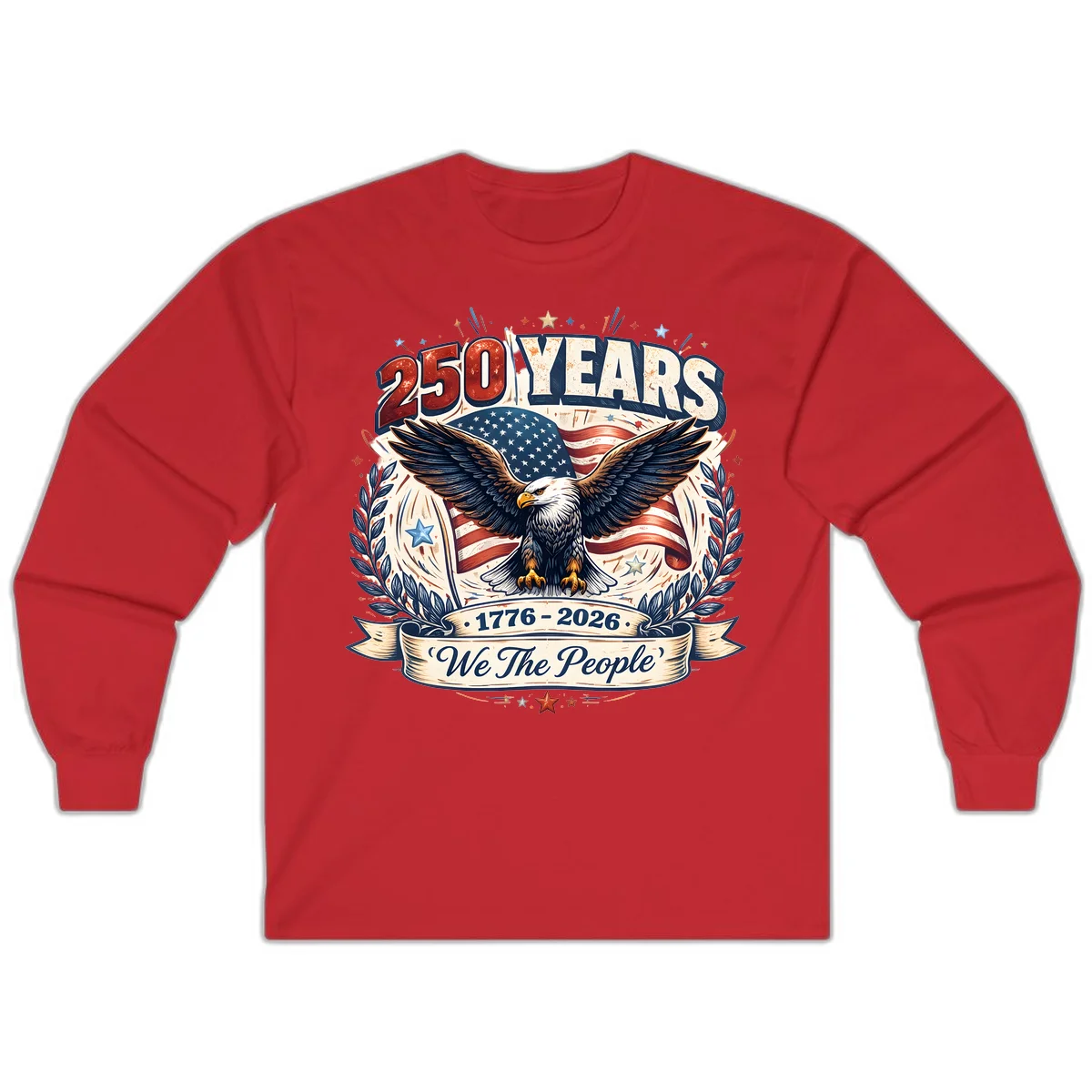 America 250 Years We The People Celebration Long Sleeve in Red