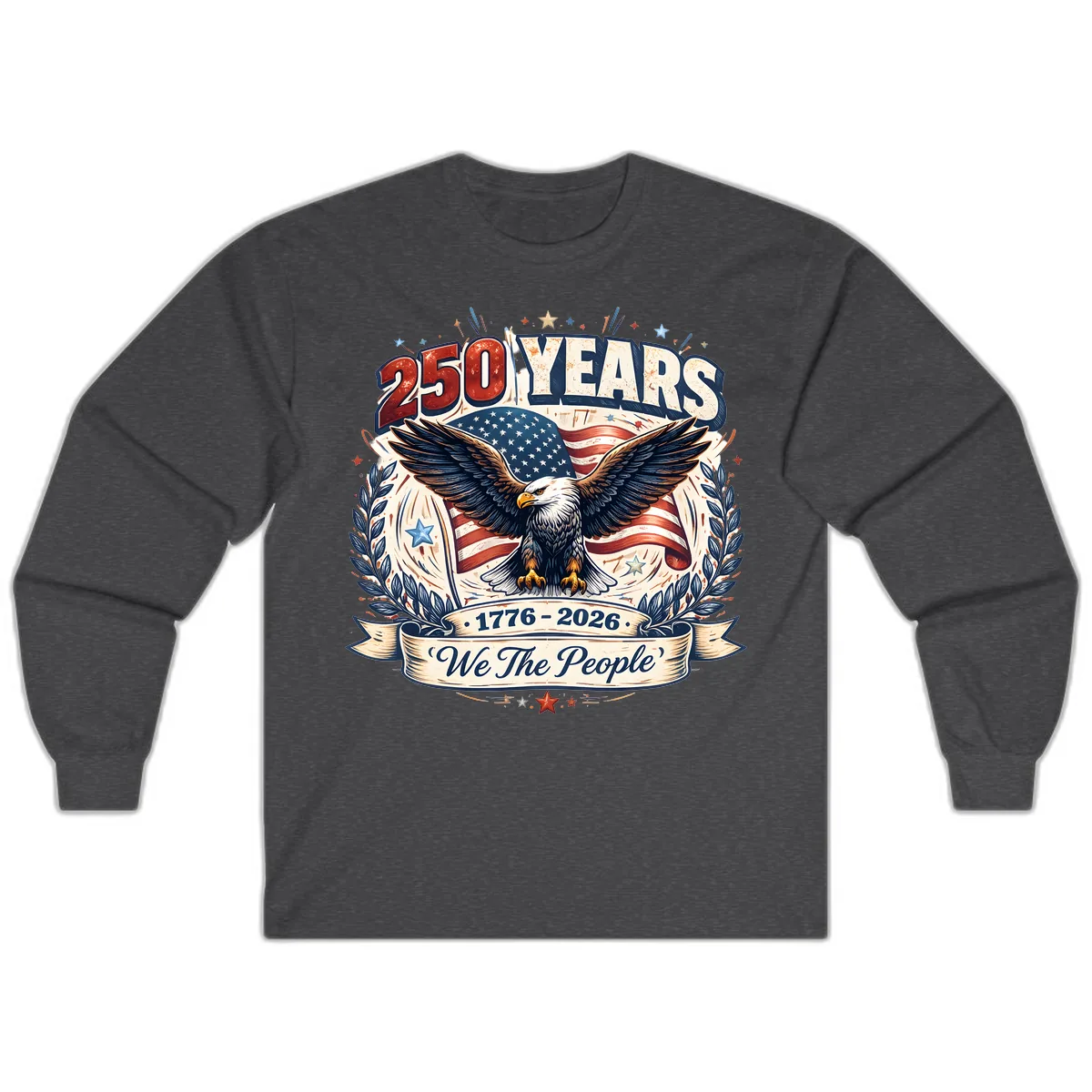 America 250 Years We The People Celebration Long Sleeve in Dark Heather