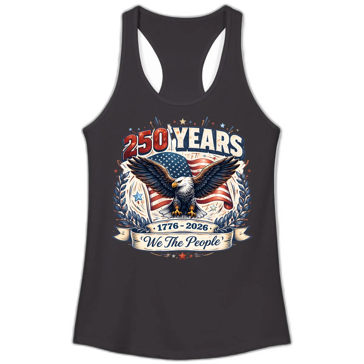 America 250 Years We The People Celebration Ladies Tank in Black