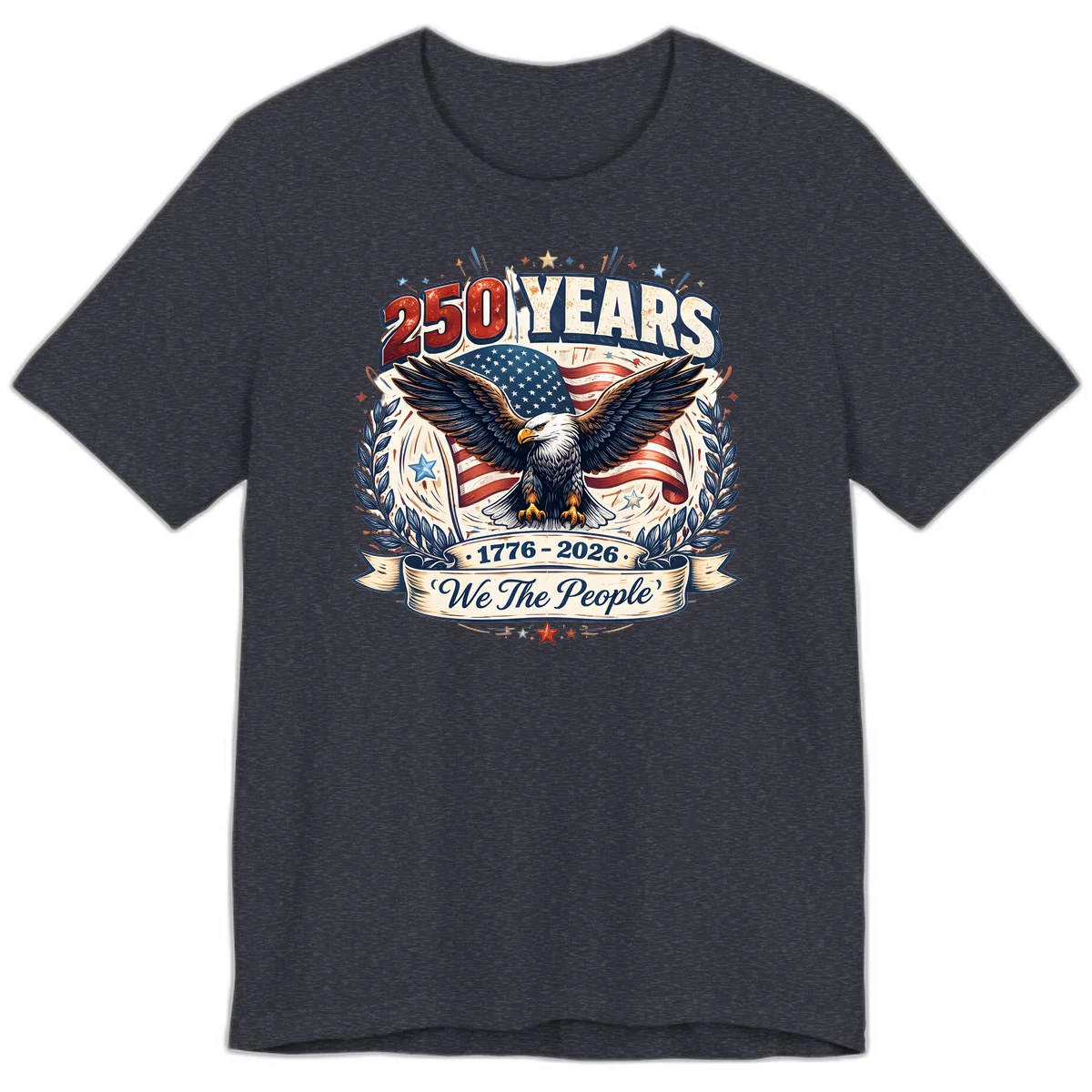 America 250 Years We The People Celebration Premium T-Shirt in Heather Navy