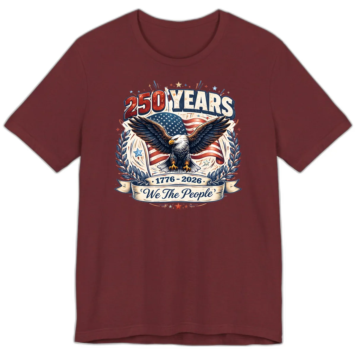 America 250 Years We The People Celebration Premium T-Shirt in Heather Cardinal