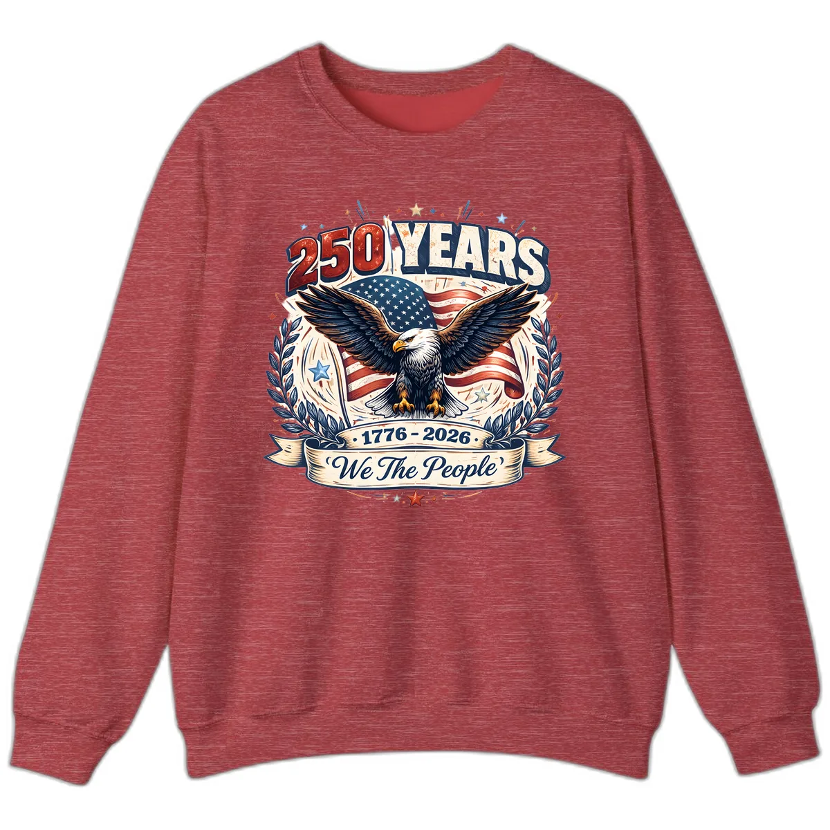 America 250 Years We The People Celebration Sweatshirt in Heather Scarlet Red