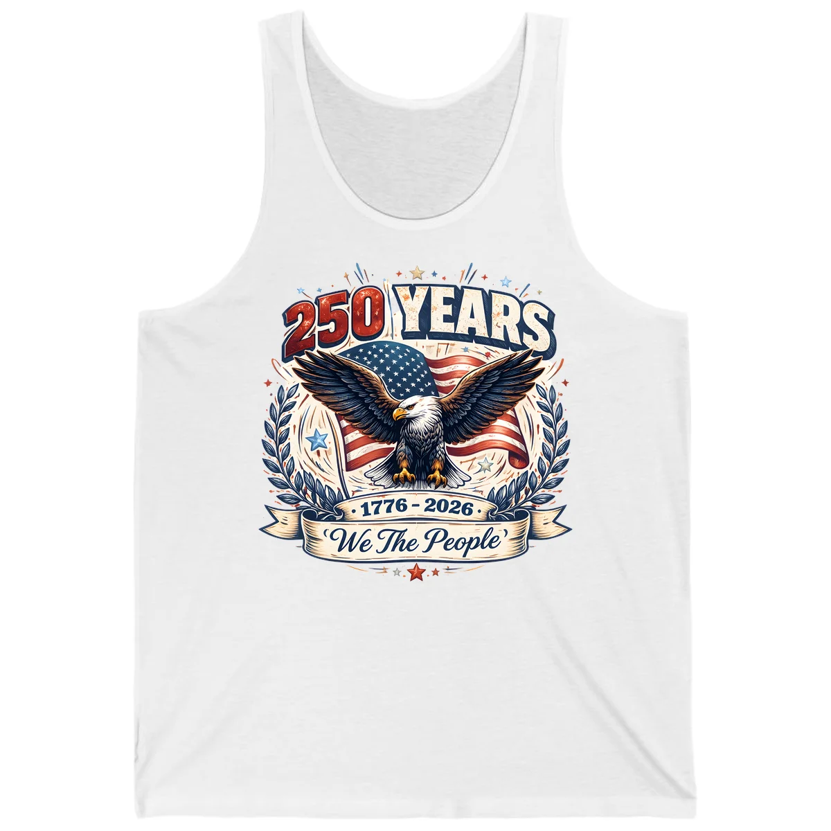 America 250 Years We The People Celebration Tank in White