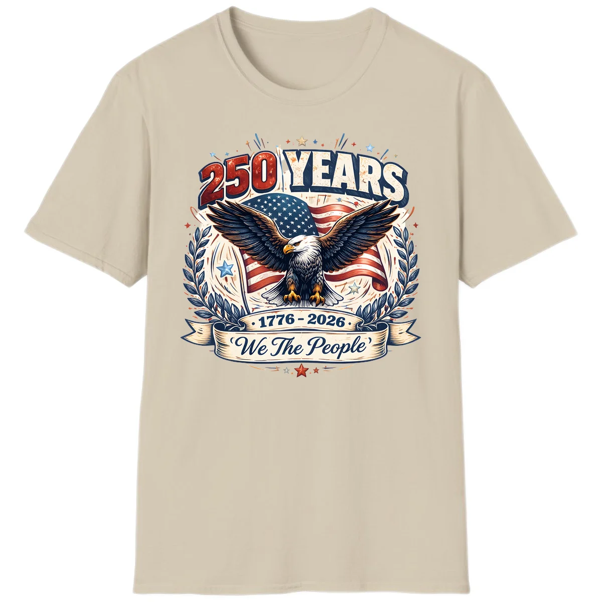 America 250 Years We The People Celebration T-Shirt in Sand