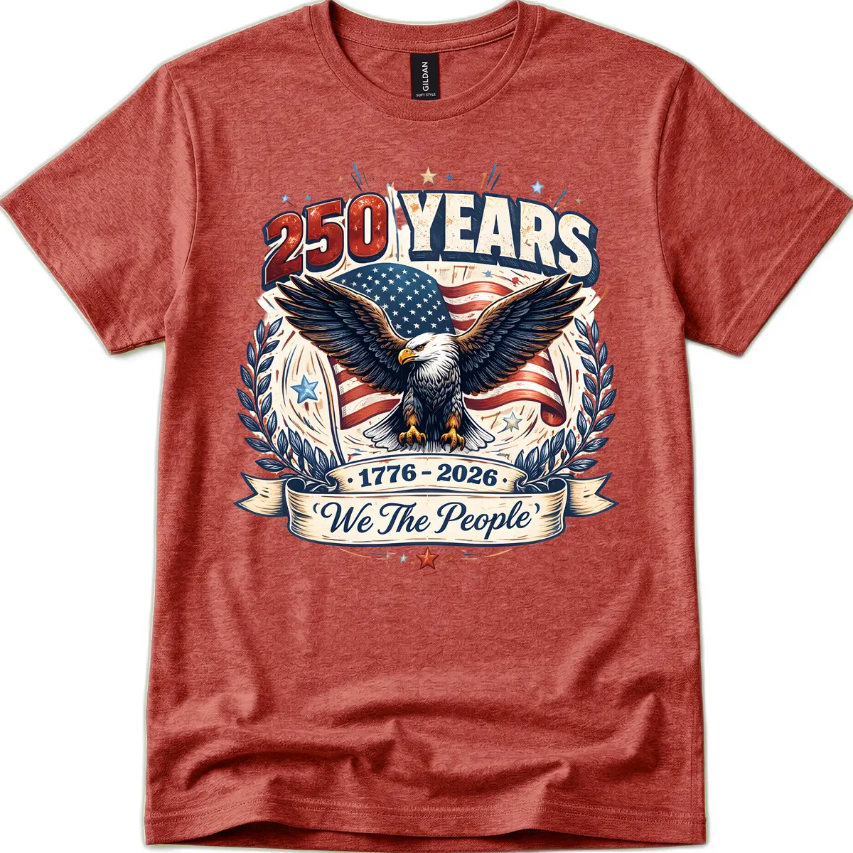 America 250 Years We The People Celebration T-Shirt in Heather Cardinal